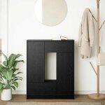 Soldes dhiver�buffet bahut placard de rangement - noir buffet avec tiroirs et portes ch�ne noir 73x31x90 ...
