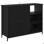 Solde dhiver�buffet de cuisine kenneth - enfilade - armoire bas vitrine ch�ne noir 100x33x75cm - bois ...