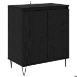 Solde dhiver�buffet de cuisine kenneth - enfilade - armoire bas vitrine ch�ne noir 60x35x70cm - bois ...