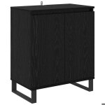 Solde dhiver�buffet de cuisine kenneth - enfilade - armoire bas vitrine ch�ne noir 60x35x70cm - bois ...
