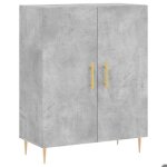 Solde dhiver�buffet de cuisine kenneth - enfilade - armoire bas vitrine gris b�ton 695x34x90cm - bois ...