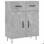 Solde dhiver�buffet de cuisine kenneth - enfilade - armoire bas vitrine gris b�ton 695x34x90cm - bois ...