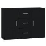 Solde dhiver�buffet de cuisine kenneth - enfilade - armoire bas vitrine noir 91x295x65cm - bois ding�nierie ...