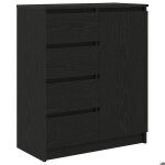 Solde dhiver�buffet de cuisine kenneth - enfilade - armoire bas vitrine avec tiroirs ch�ne noir 71x35x84cm ...