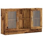 Solde dhiver�buffet de cuisine kenneth - enfilade - armoire bas vitrine vieux bois 120x305x70cm - bois ...