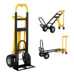Diable de transport pliant en m�tal 3 en 1 costway - 4 roues - poign�e ergonomiqueplaque de base extensible ...