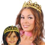 Diadme - or - enfant fille - jaune - strass avec ornements imitant des pierres prcieuses