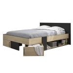 Diagone lit adulte avec tiroirs de rangement - chataignier et noir - 160 x 200 - swivel Diagone lit adulte avec tiroirs de rangement - chataignier et noir - 160 x 200 - swivel