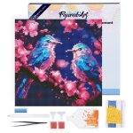 Diamond painting - figured?art - m�sanges bleues - 25x25cm - kit complet - loisirs cr�atifs