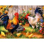 Kit complet - peinture diamant - 45 x 35 cm - dcoration murale - strass coq