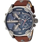 Montre - diesel - dz7314 - cuir vritable marron - tanchit 3 atm - botier rond 66 mm