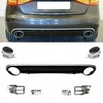 Diffuseur arriere look rs4 + embouts de pot pour audi a4 b8 phase 1 de 12 / 2007 a 10 / 2011