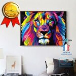 Peinture par numros - td - lion - 40x50 cm - toile non encadre - diy pour adultes