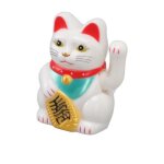 Dilwe dcoration chinoise chat porte - bonheur avec bras qui agite lumire solaire