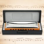 Harmonica - dilwe - 10 trous - tanche - acier inoxydable - rsine abs orange
