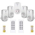Prise t�l�command�e - dilwe - lot de 5 - 2 t�l�commandes - programmable - int�rieur