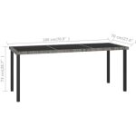 Table  dner de jardin - dilwe - gris - rsine tresse - 180x70x73 cm
