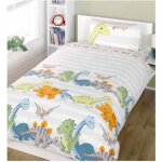 Couette junior dinosaure naturel - 120cm x 150cm - synthtique - lavable en machine