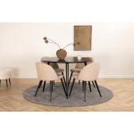 DippØ115blbl ensemble table table noir et 4 velvet stitches chaises beige. DippØ115blbl ensemble table table noir et 4 velvet stitches chaises beige.
