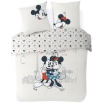 Disney - housse de couette disney mickey et minnie paris love - 220x240 cm + 2 taies doreiller 63x63 ...