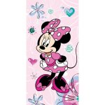 Disney - serviette de plage en coton minnie : noeud - rose - 70 x 140 cm
