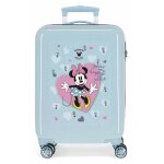 Valise enfant - disney - minnie my happy place - 55x38x20 cm - 4 roues - abs bleu ciel