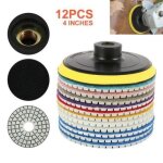 Lot de 12 disques de polissage diamant ? humide / sec grain 50 � 6000 pour granit marbre pierre b�ton ...
