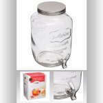 Distributeur de boisson - jja - 8l - verre transparent - robinet - couvercle en fer