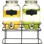 Distributeurs de boissons en verre - fac - capacité 2 x 4 l - support noir - vintage Distributeurs de boissons en verre - fac - capacité 2 x 4 l - support noir - vintage