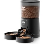 Distributeur croquettes chat automatique 4l double bols minuterie programmable 1?6 repas