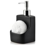Distributeur de liquide vaisselle en c�ramique - vilde - 400 ml - noir mat - 95x95x19 cm - emplacement ...
