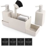 Distributeur vaisselle cuisine avec �ponges / brosse organisateur beige �vier / salle de bain label