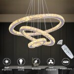 Diy anneaux luxe chandelier cristal plafond plomb lamp mordern penden light smart tlcommande home dcoration ...