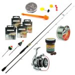 Dlt kit de pche  la truite super complet - canne et moulinet - ligne de pche - 14 pices - bas de ...