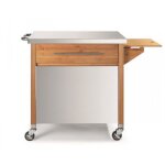 Dm creation chariot pour plancha bois / inox - 00231n