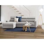 Dmora - canap - lit avec pninsule aleandra 260x95h85 cm gris bois panneau effet bois et polyester