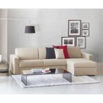 Dmora - canap - lit avec pninsule alisea 260x95h90 cm beige bois panneau effet bois et polyester