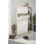 Dmora meuble � chaussures � quatre portes avec miroir couleur ch�ne dimensions 99 x 162 x 24 cm