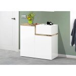 Dmora meuble  chaussures ryan armoire polyvalente avec 2 portes et 1 porte abattante 80x40h80 cm blanc ...