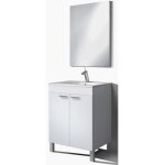 Dmora meuble sous - vasque sur pied avec deux portes battantes et deux tagres intrieures blanc brillant ...