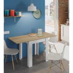 Dmora - table extensible newark table  manger pliante avec ouverture de livre 67x67 - 135h79 cm blanc ...
