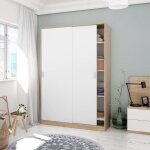 Dmora - armoire 2 portes adrenalin 120x50xh200 cm chne blanc panneau effet bois