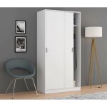 Dmora - armoire 2 portes alt 100x50xh200 cm blanc panneau effet bois