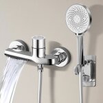 Robinet de baignoire - dnkelar - mitigeur cascade mural - 3 jets - chrom - acier