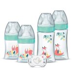 Dodie lot de 4 biberons naissance ttine ronde anti - colique (2x150ml et 2x270ml), + une sucette naissance ...