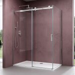 Doporro cabine de douche avec bac � douche paroi de douche avec porte coulissante 100x120x195cm montage ...