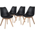 Dora lot de 4 chaises de salle  manger - simili noir - tulip chaise rembourre scandinave - pieds en ...