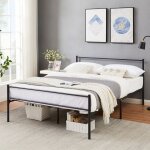 Dorafair cadre de lit structure de lit double en mtal 140 x 190 cm noir