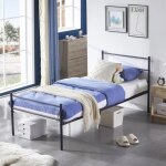 Dorafair cadre de lit structure de lit simple en m�tal 90 x 190 cm noir
