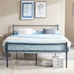 Dorafair lit double structure de lit en mtal pour matelas de 140 x 190 cm sommier inclus noir